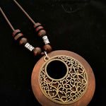 Women's Ethnic Style Wood And Alloy Long Chain Necklace