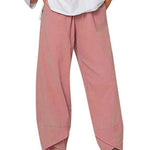 Women's Solid Color Loose Elegant Casual Simple Cotton And Linen Ninth Pants