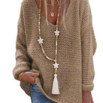 Sweater V-neck Long Sleeve Knitted Top