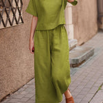 Women's Solid Color Short Sleeve Suit