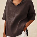 Women's Casual Linen V-neck Shirt