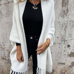 Women's Casual Knitted Plush Fringed Cape Coat