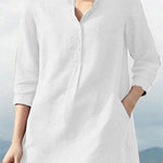 Women's Solid Color Loose Elegant Casual Cotton And Linen Shirt