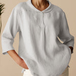 Women's Casual Linen Cotton 3/4 Sleeve Shirt