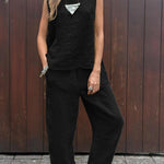 Women's Tank And Casual Pants Linen Cotton Suit
