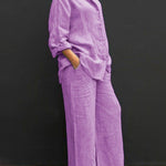 Women's Solid Color Loose Elegant Casual Shirt Suit