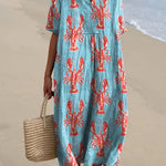 Lobster Repeat Pattern Printed Women's Flowy Dress