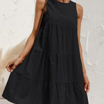 Cotton and Linen Sleeveless Crewneck Dress