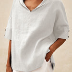 Women's Casual Linen V-neck Shirt