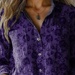 Goth Style Lace Pattern Printed Women's Casual Long Sleeve Comfortable Cotton Shirt