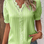 Women's Hollow Short Sleeve European and American Dress Shirt