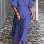 Women's Solid Color Loose Elegant Casual Puff Sleeves Dress