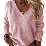 V-neck Long-sleeved Pullover Sweater Top