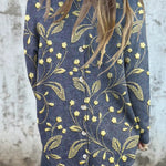 Women's Vintage Lovely Floral Art Print Button Back Casual Knitted Shirt