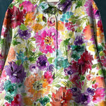 Lovely Watercolor Summer Floral Printed Women's Casual Cotton And Linen Shirt