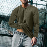 Men's Vintage Solid Henley Collar Long Sleeve T-Shirt