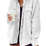 Women's Fall Casual Lapel Neck Patchwork Irregular Shirt Jacket