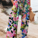 Colorful Spring Floral Garden Printed Women's Casual Cotton And Linen Shirt