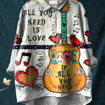 All You Need Is Love Art Print Casual Cotton And Linen Shirt