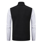 Men's Casual Solid Color Stand Collar Sleeveless Knitted Vest