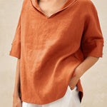 Women's Casual Linen V-neck Shirt