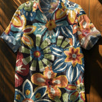 Flowers Vintage Print Casual 100% Cotton Shirt
