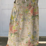 Women's Retro Floral Watercolor Art Linen Pocket Skirt