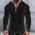 Men's Solid Waffle Long Sleeve Casual Hoodie