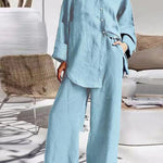 Women's Nine-Quarter Sleeve Shirt And Trousers Two-Piece Suit