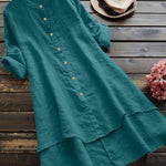 Women's Solid Color Loose Elegant Casual Cotton And Linen Shirt Dress