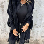 Women's Casual Knitted Plush Fringed Cape Coat
