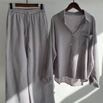 Women's Solid Color Loose Elegant High Waist Casual Cotton And Linen Suit