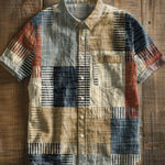 Vintage Art Print Casual 100% Cotton Shirt