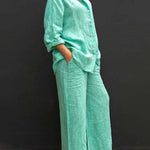 Women's Solid Color Loose Elegant Casual Shirt Suit