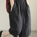 Women's Retro Solid Color Loose Summer Cotton And Linen Casual Pants