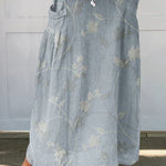 Women's Flowers And Leaves Art Pattern Print Linen Pocket Skirt