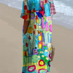 Colorful Abstract Painting Printed Women's Flowy Dress
