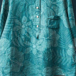 Vintage Floral Art Print Casual Cotton And Linen Shirt
