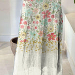 Women's Flowers Gradient Background Casual Print Linen Elastic waistband Pocket Skirt