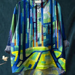 Abstract Summer Woodland Painting Printed Women's Casual Cotton And Linen Shirt