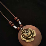 Women's Ethnic Style Wood And Alloy Long Chain Necklace