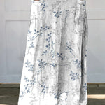 Women's Vintage Floral Art Linen Elastic waistband Pocket Skirt
