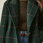 Jennifer | Women's Retro Lapel Plaid Tweed Coat