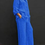 Women's Solid Color Loose Elegant Casual Shirt Suit