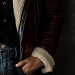 Women's Vintage Burgundy Lambskin Faux Leather Coat