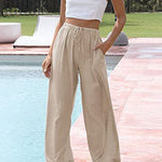 Women's Solid Color Loose Elegant Casual Simple Cotton And Linen Pants
