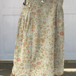 Women's Retro Elegant Floral Art Pattern Print Linen Pocket Skirt