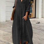 Casual Cotton and Linen Shirt Dress