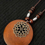 Women's Ethnic Style Wood And Alloy Long Chain Necklace