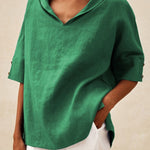 Women's Casual Linen V-neck Shirt